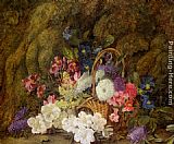Still life with a basket of flowers by Vincent Clare